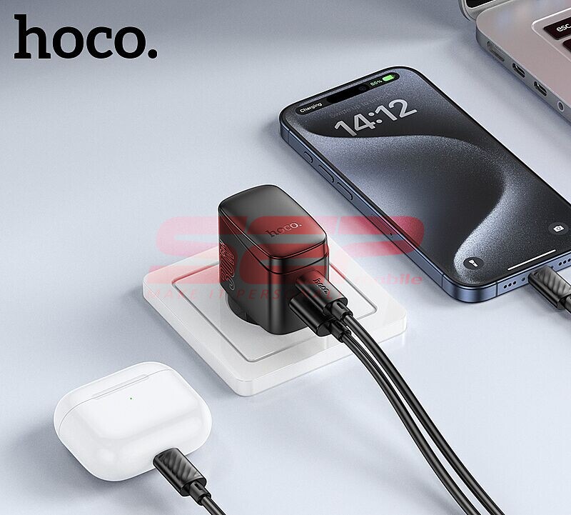 Incarcator retea Super Fast Charging USB-A + USB-C 30W Hoco. CS61A