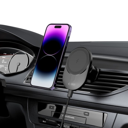 Suport auto Tech-Protect cu încărcare wireless, 15W, compatibil MagSafe, negru