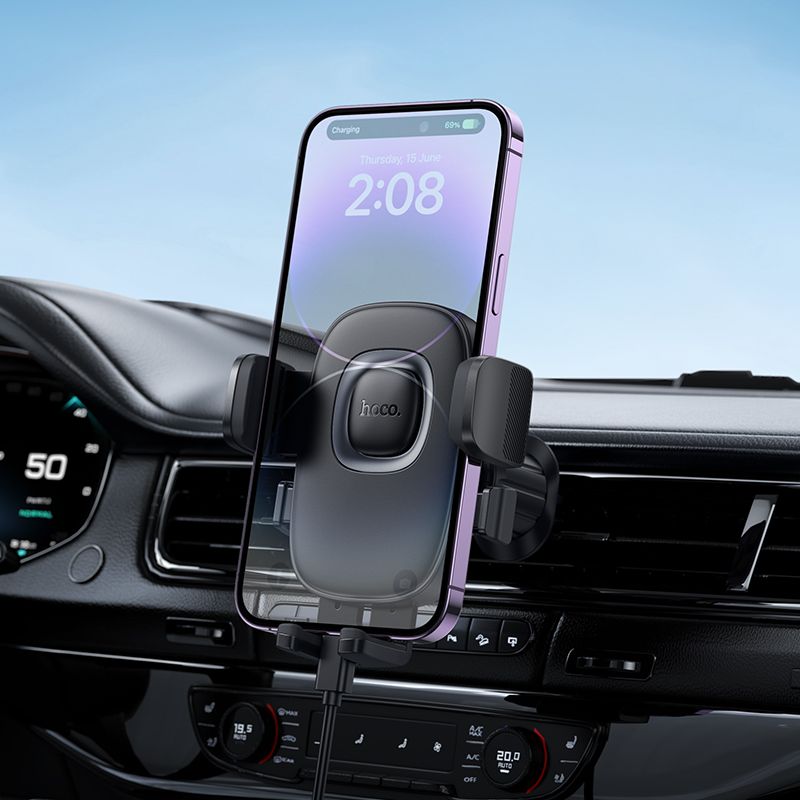 Suport auto telefon hoco. grilă ventilație, H75, negru