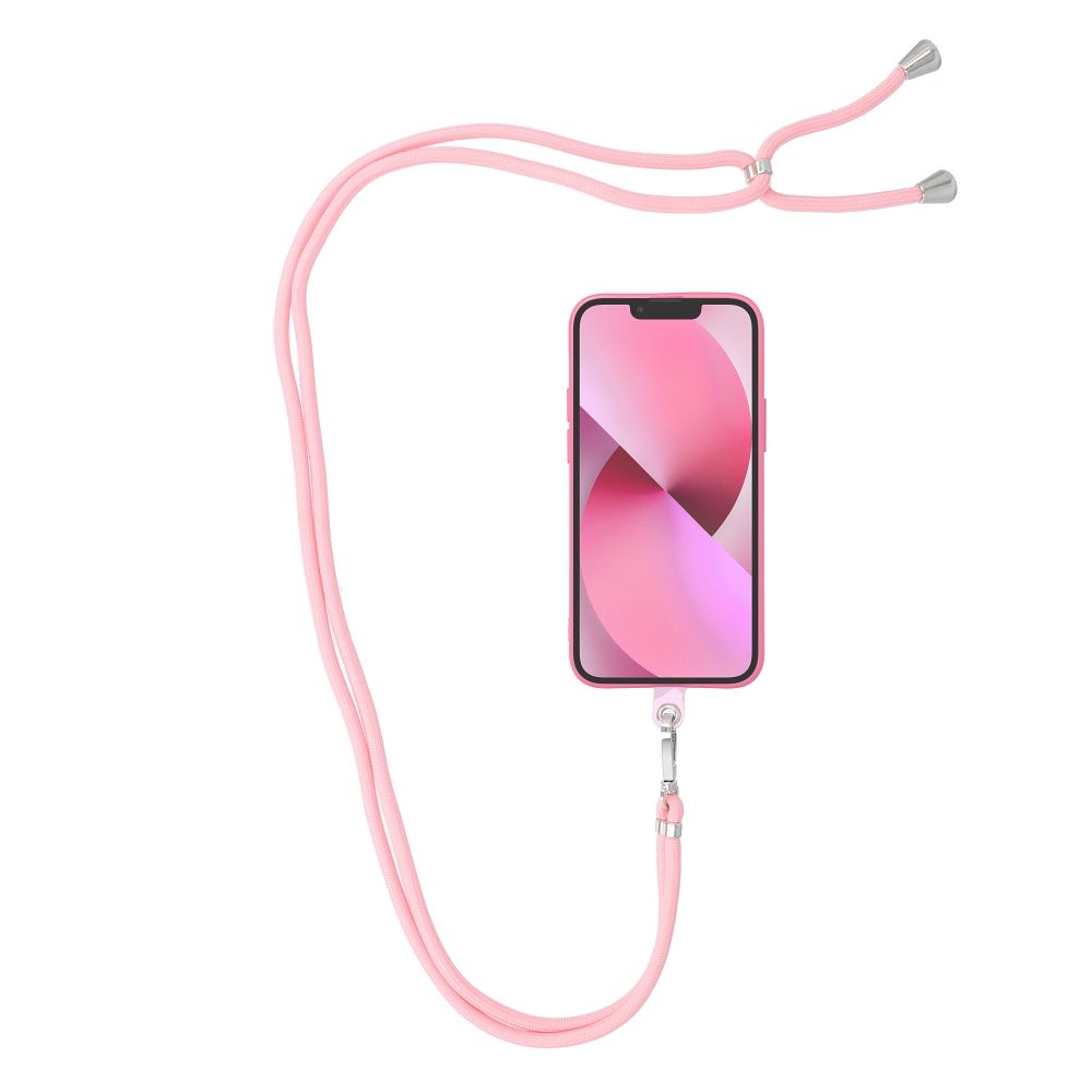 Șnur telefon SWING (6mm), pandantiv cu lungime reglabilă / lungime cablu 165cm (max 82,5cm în buclă) / pe umăr sau gât – roz pal