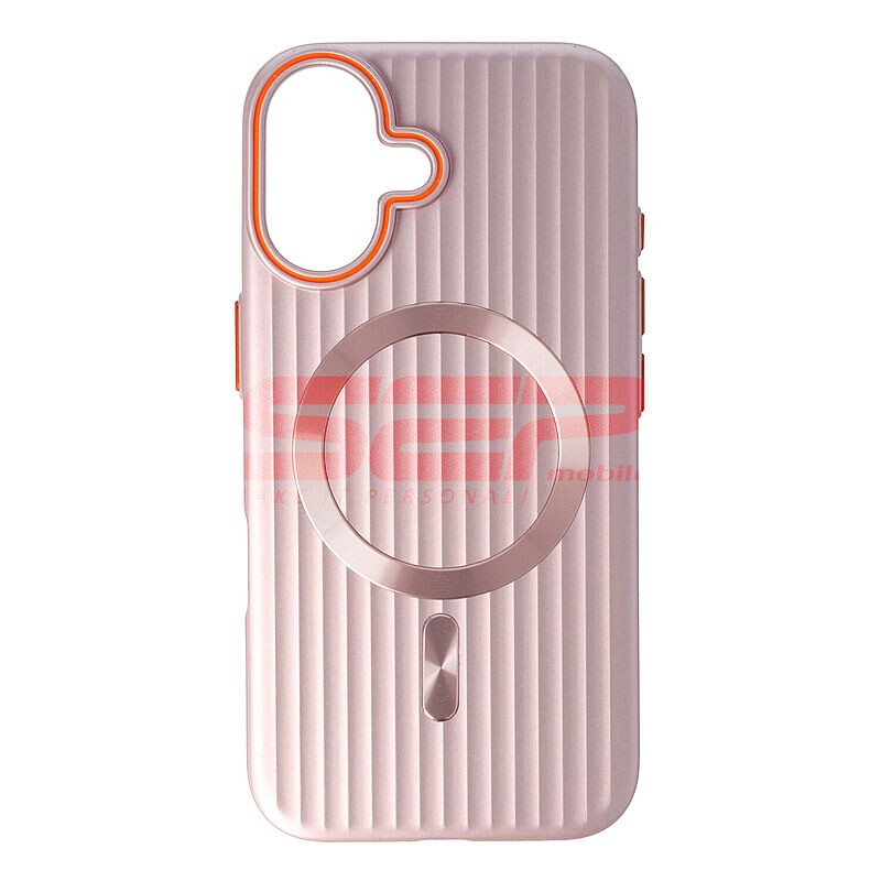 Toc PC Metallic Lines Magsafe Apple iPhone 16 Pink