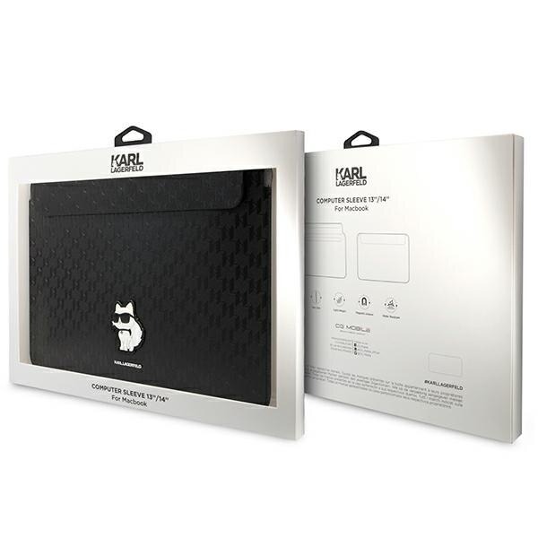 Husă Laptop 14″ Karl Lagerfeld Saffiano Monogram Choupette, Negru (KLCS14SAKHPCK)