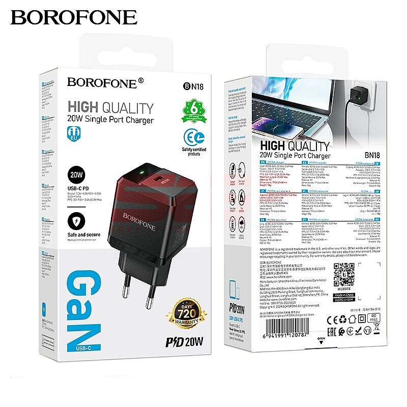 Incarcator retea GAN Charger USB-C 20W Borofone BN18 Intenso