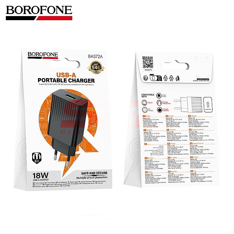Incarcator retea Fast Charge USB-A 18W BOROFONE BAS72A