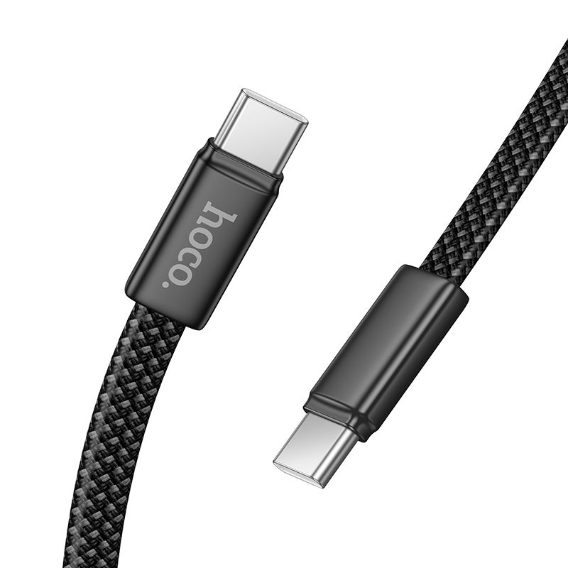 Cablu date și încărcare plat USB-C la USB-C, 3A, 60W, 1m, Hoco X125, negru
