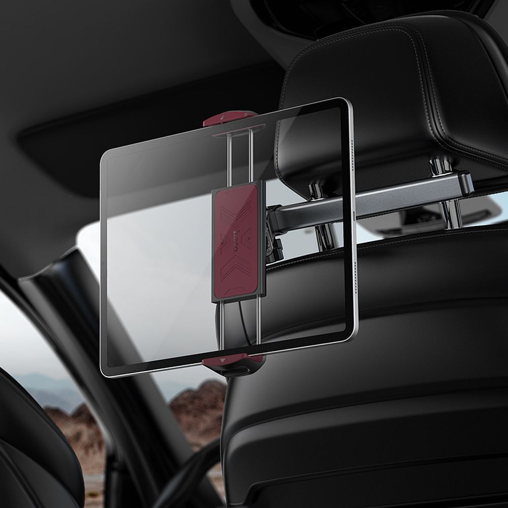 Suport auto universal hoco. pentru telefon / tabletă pentru tetieră telescopică (4.5″ – 13″) H69, negru și roșu