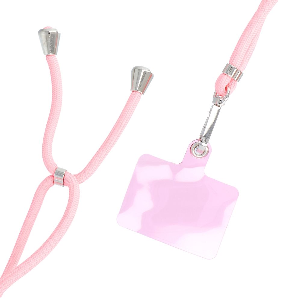 Șnur telefon SWING (6mm), pandantiv cu lungime reglabilă / lungime cablu 165cm (max 82,5cm în buclă) / pe umăr sau gât – roz pal