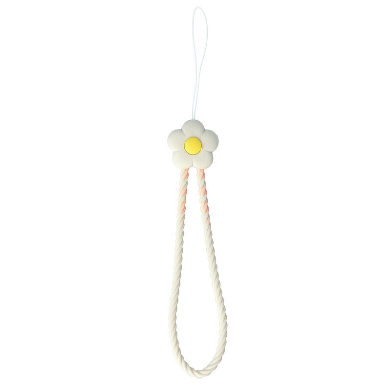 Accesoriu tip bratara din silicon Flower pentru husa telefon mobil IVORY