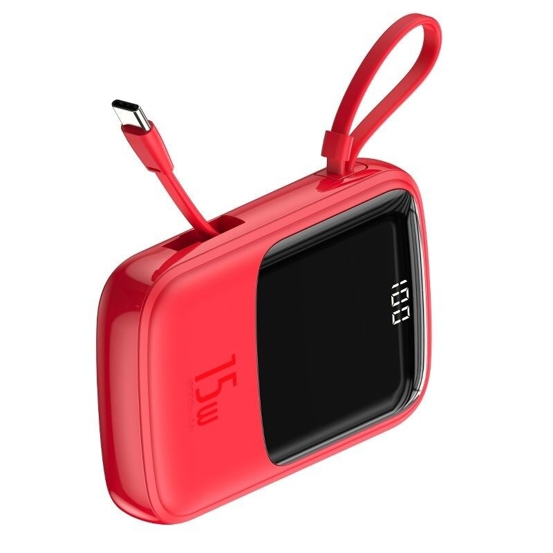 Powerbank cu cablu Lightning Baseus, 10.000 mAh, rosu