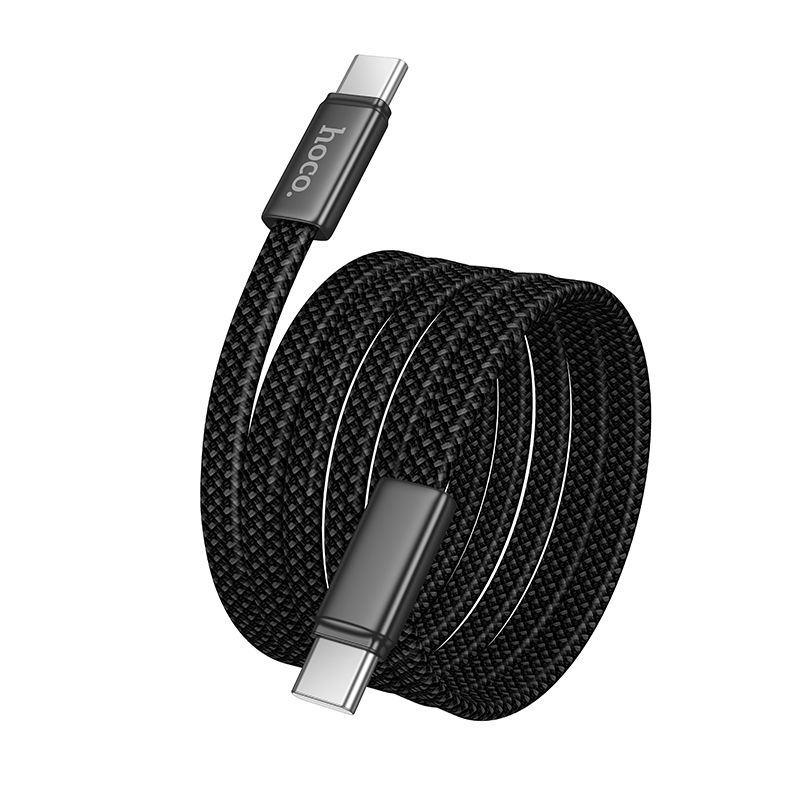 Cablu date și încărcare plat USB-C la USB-C, 3A, 60W, 1m, Hoco X125, negru