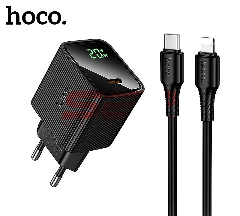 Incarcator retea Fast Charge Type-C - Lightning 20W cu display digital Hoco. CS82A