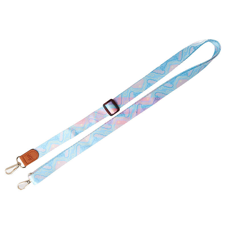 Snur textil dublu telefon mobil cu carabine Blue Stream