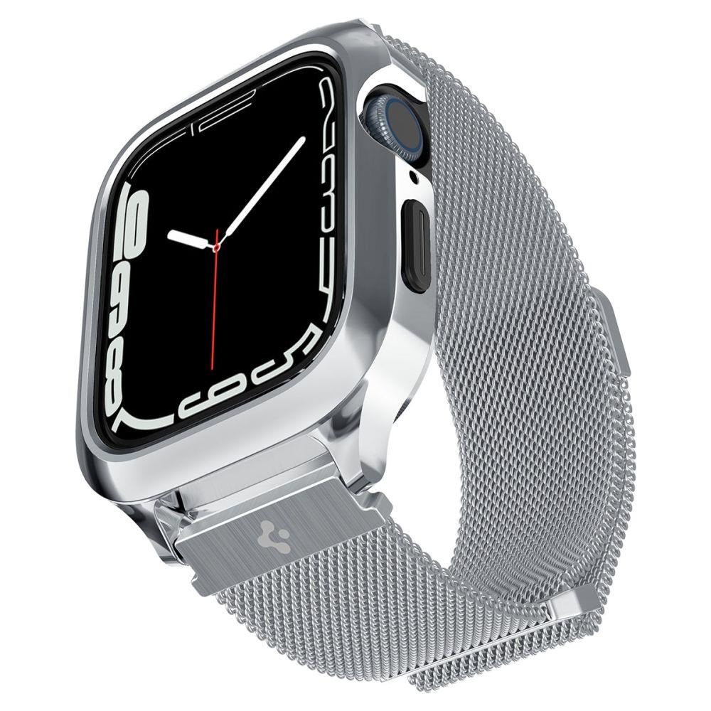 Husă și curea metalică Spigen Apple Watch 44mm / 45mm, argintie