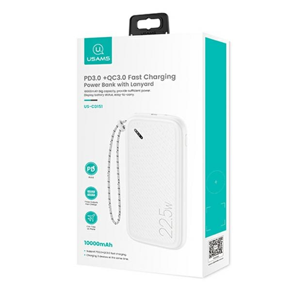 PowerBank Usams Pb56 22.5W, 10.000 Mah, alb