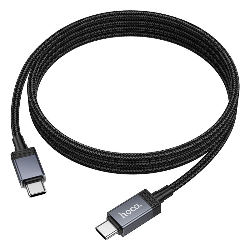 Cablu date și încărcare USB-C la USB-C cu display, 3A, 60W, 1m, Hoco X118, negru