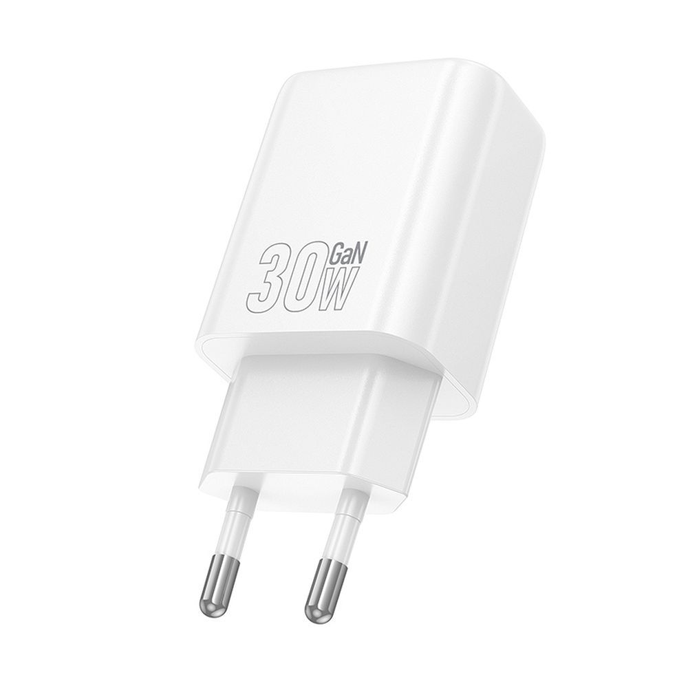 Încărcător telefon hoco. USB-A și USB-C, PD QC3.0 3A, N63, 30W, alb