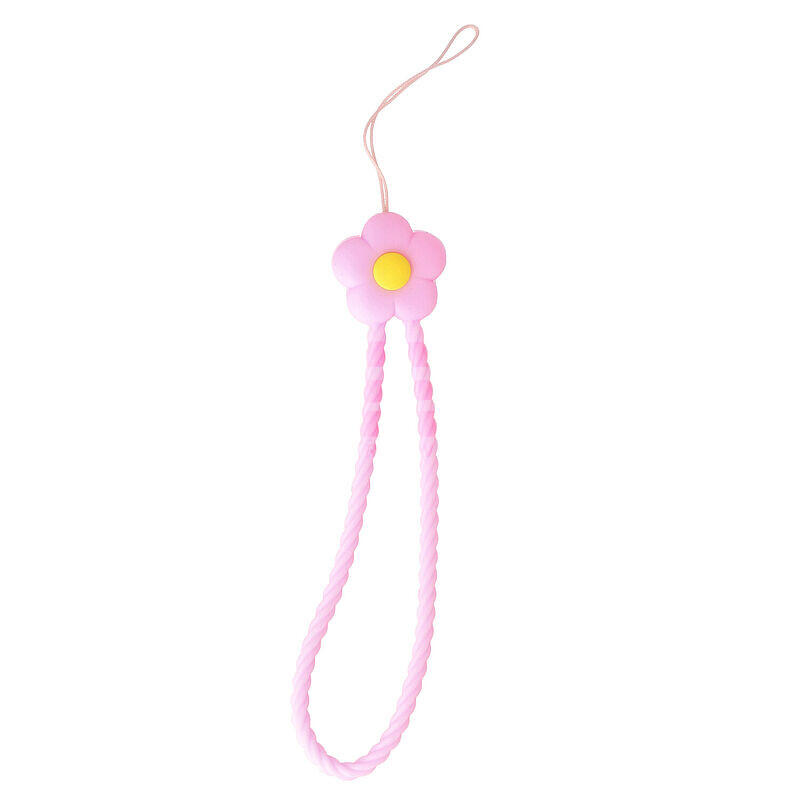 Accesoriu tip bratara din silicon Flower pentru husa telefon mobil PINK
