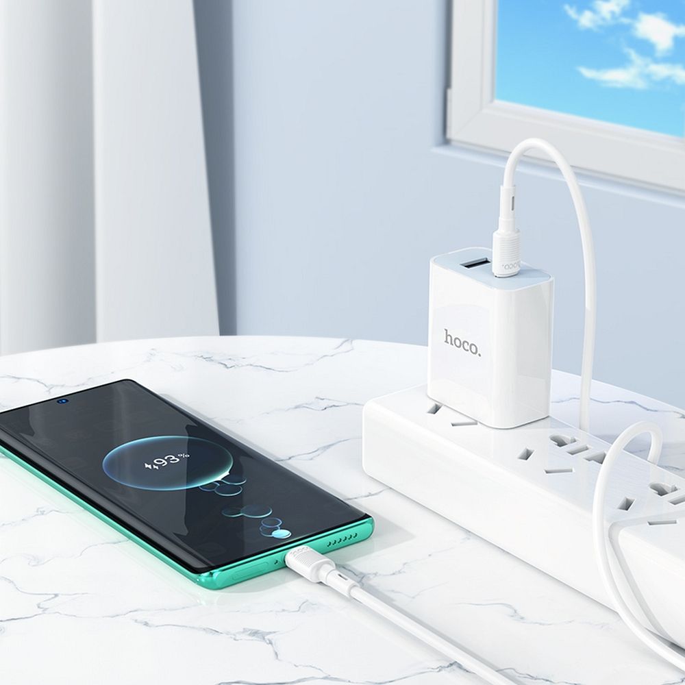 Cablu date și încărcare USB-C la USB-C, 60W, 1m, Hoco X83, alb