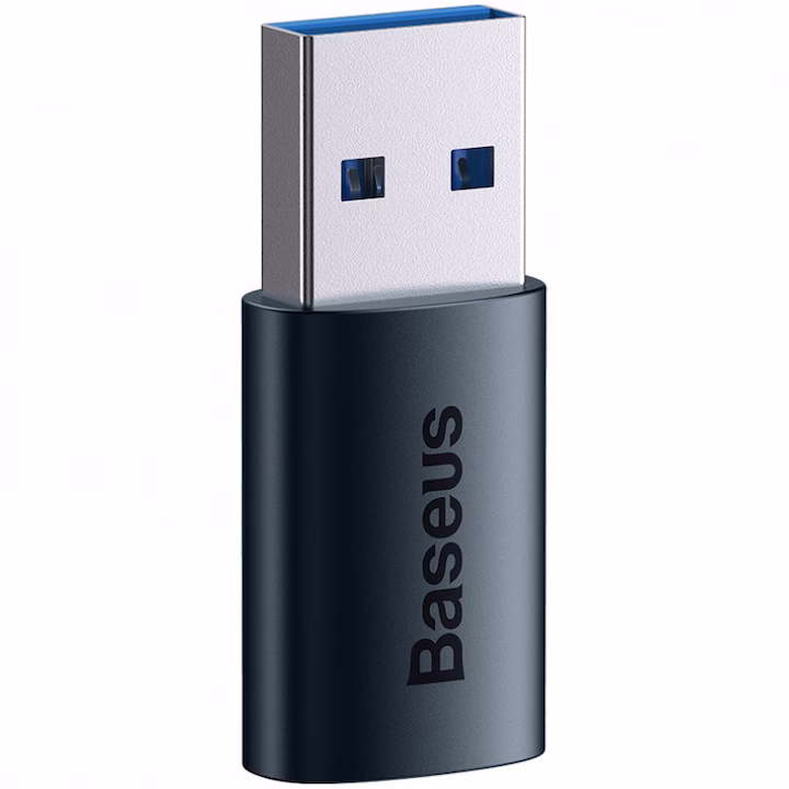 Adaptor Baseus Ingenuity Series Mini OTG, USB 3.1 (T) to USB Type-C (M), corp metalic, albastru