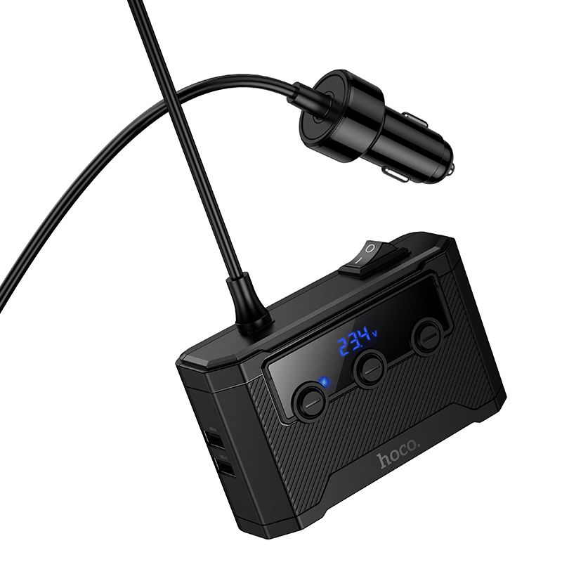 Încărcător auto, 2xUSB-A + 2xUSB-C + 3x porturi brichetă PD QC3.0, 240W, Hoco Z64, negru