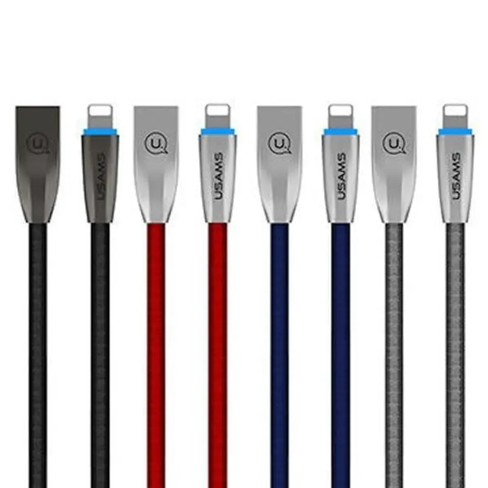 Cablu de date Usams USB-C la Lightning, 1.2m, gri