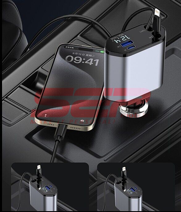 Incarcator auto Smart 4 in 1 USB-A + USB-C 66W