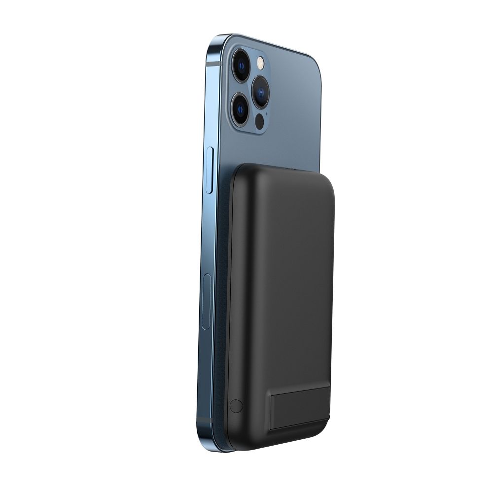 Baterie externă / PowerBank VEGER 5000 mAh cu încărcare inductivă compatibilă cu MagSafe PD QC3.0 2A 20W MagOn Kick (V0553P / W0553P), negru