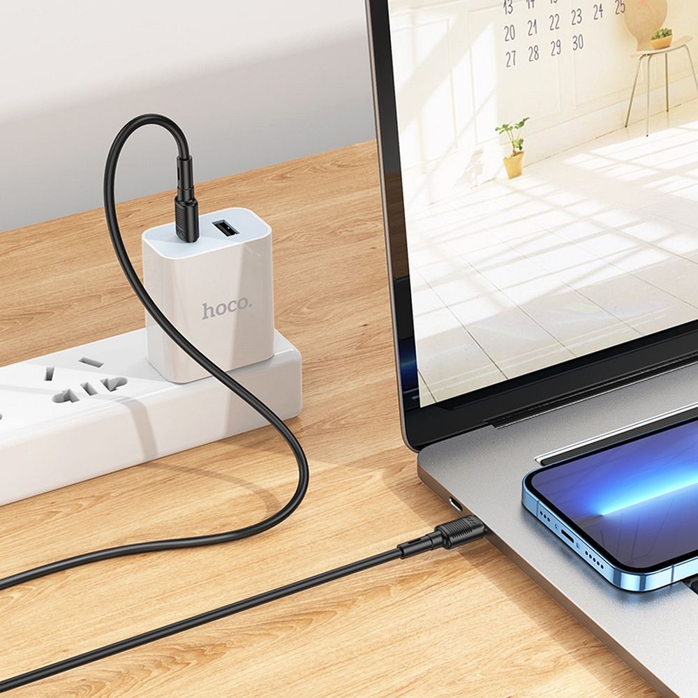 Cablu date și încărcare USB-C la USB-C, 60W, 1m, Hoco X83, negru