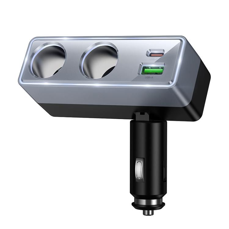 Încărcător auto Hoco cu splitter 1xUSB A + 1xUSB C + 2 porturi brichetă QC3.0 PD max 240W/24V Z65B, negru