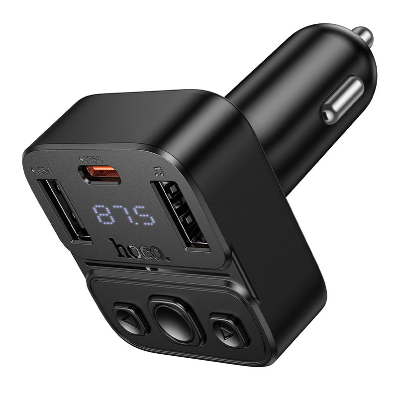 Transmițător auto bluetooth hoco. USB A + USB C QC PD 35W, E87, negru