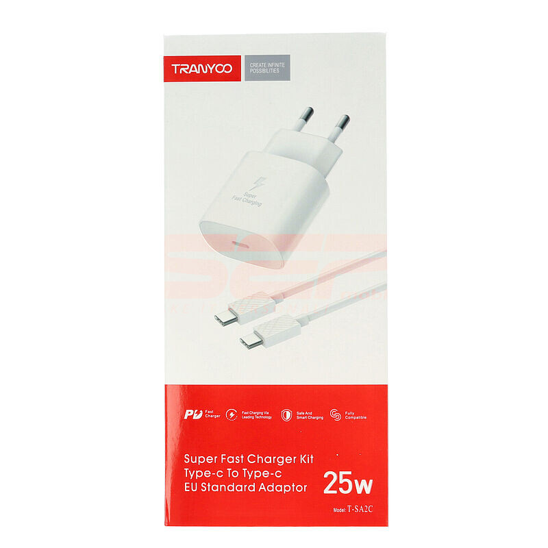 Incarcator retea Fast Charge Type-C - Type-C 25W TRANYOO T-SA2C WHITE