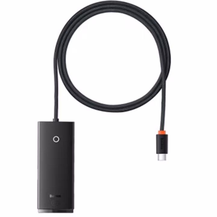 Adaptor HUB Baseus Lite, cu 4 porturi, 1 x HUB USB-C, 4 x USB-A 3.0, 100 cm cablu, negru