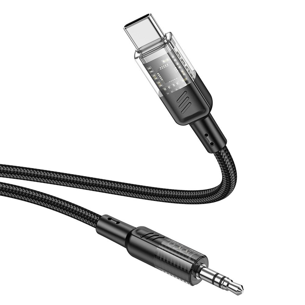Cablu AUX Jack 3.5mm la USB-C, 1.2m, Hoco UPA27, negru