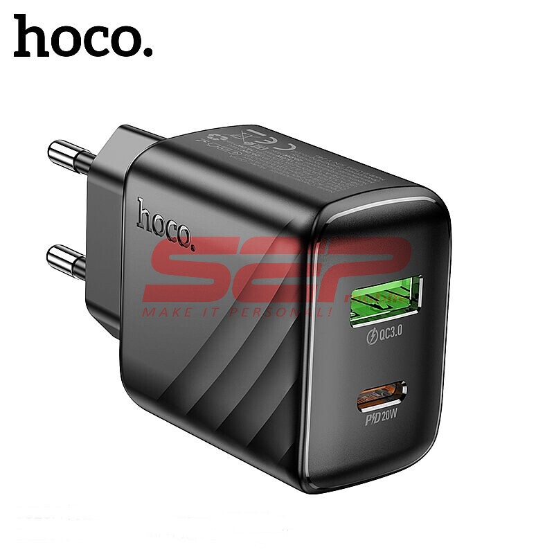 Incarcator retea Fast Charge USB-A + USB-C 20W Hoco. CS25A