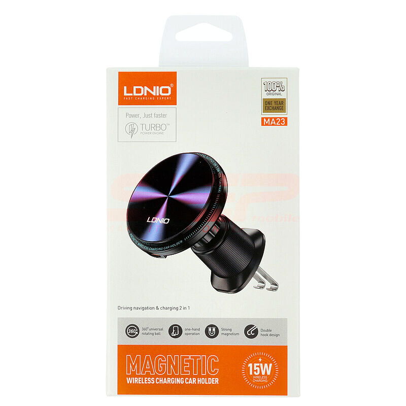 Suport auto magnetic cu incarcare wireless LDNIO Magsafe 15W MA23
