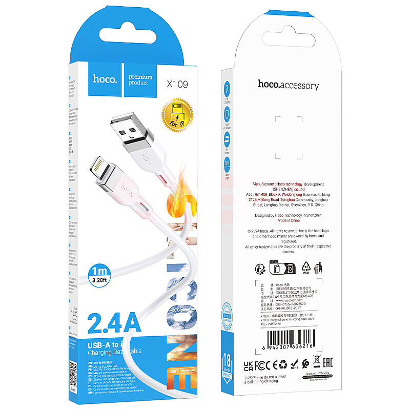 Cablu date USB - Lightning 2.4A Hoco X109