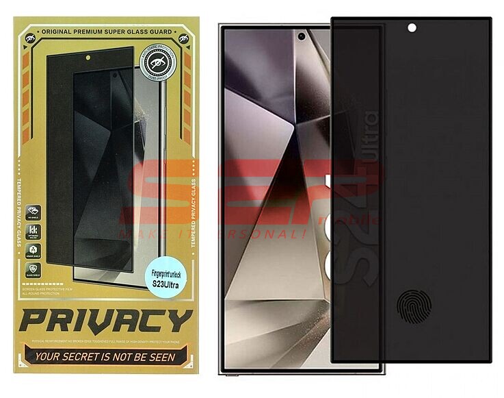 Folie protectie display sticla Privacy FingerPrint Unlock Samsung Galaxy S25 Ultra Black