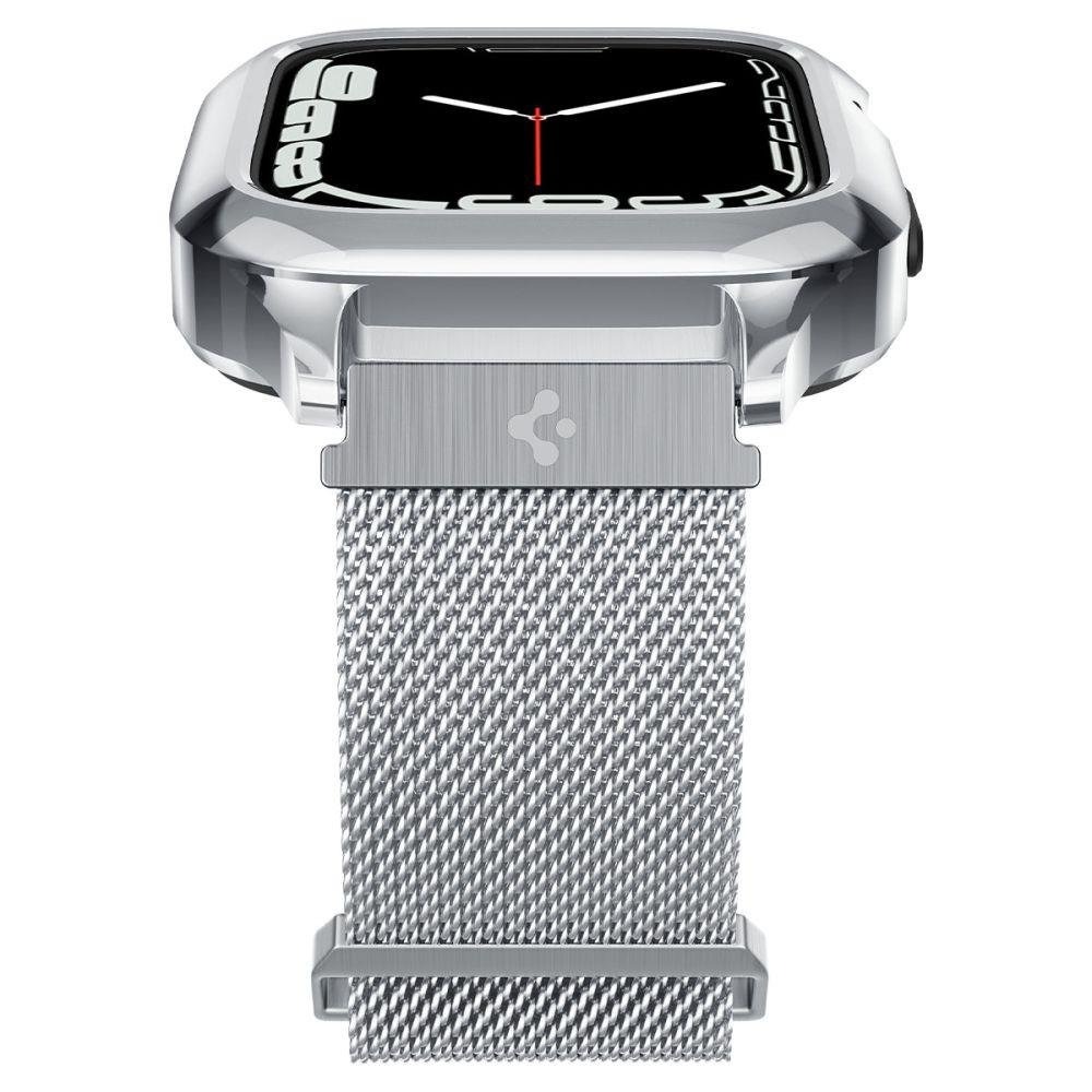 Husă și curea metalică Spigen Apple Watch 44mm / 45mm, argintie