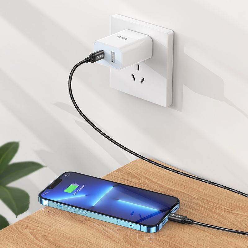 Cablu date și încărcare USB-C la Lightning, PD 2,4A, 27W, 2m, Hoco X89, negru