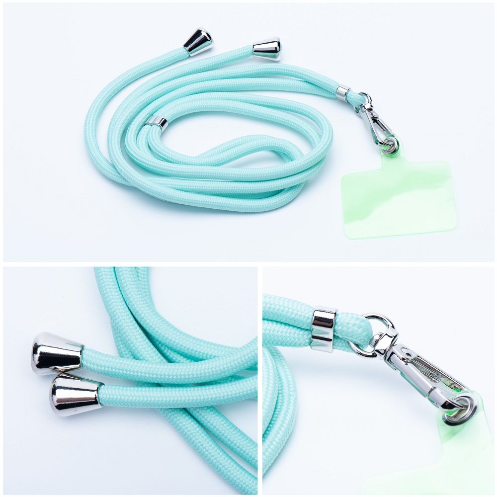 Șnur telefon SWING (6mm), pandantiv cu lungime reglabilă / lungime cablu 165cm (max 82,5cm în buclă) / pe umăr sau gât – verde deschis