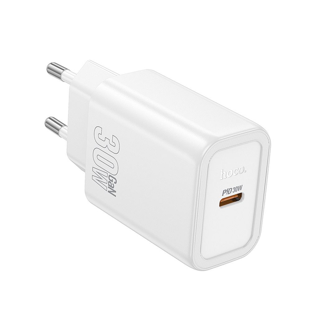 Încărcător telefon USB-C QC, PD 30W, Hoco N62, alb