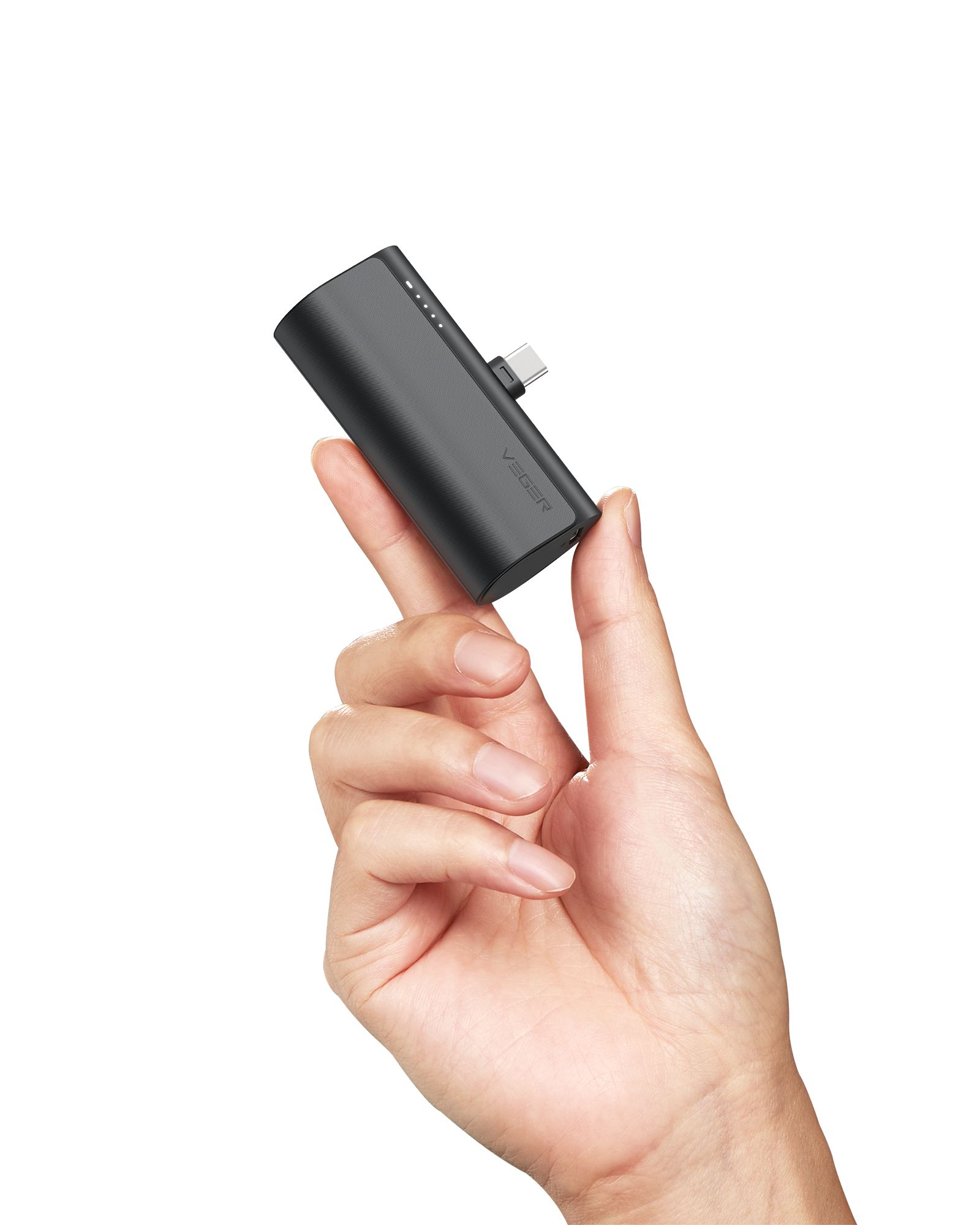 PowerBank VEGER 20W, 5.000 mAh cu adaptor Type-C încorporat, negru