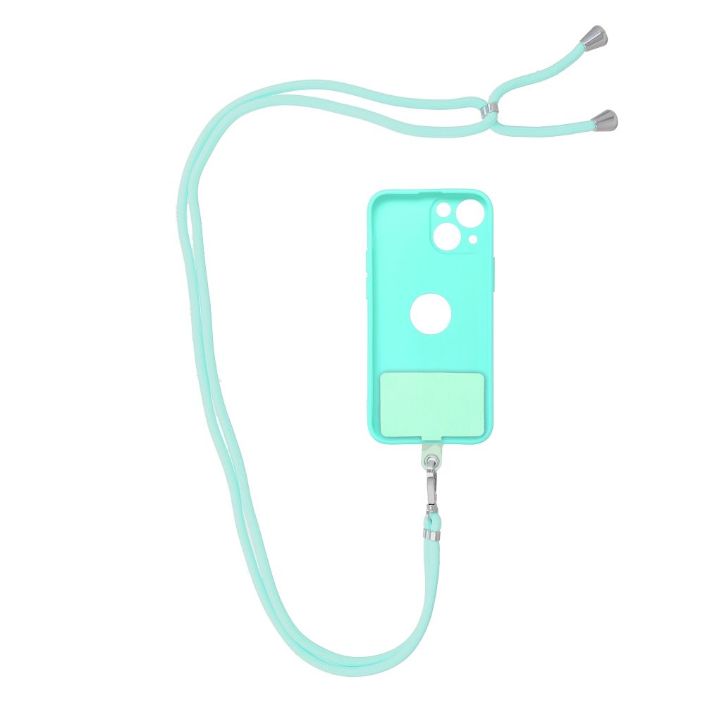 Șnur telefon SWING (6mm), pandantiv cu lungime reglabilă / lungime cablu 165cm (max 82,5cm în buclă) / pe umăr sau gât – verde deschis