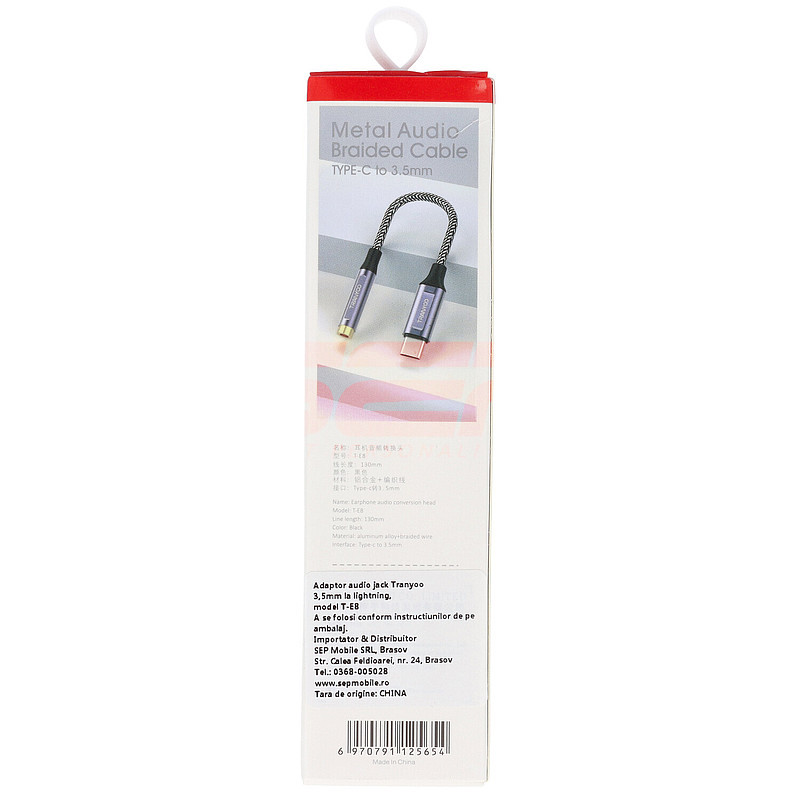 Adaptor audio jack 3.5mm - Type-C Tranyoo T-E8