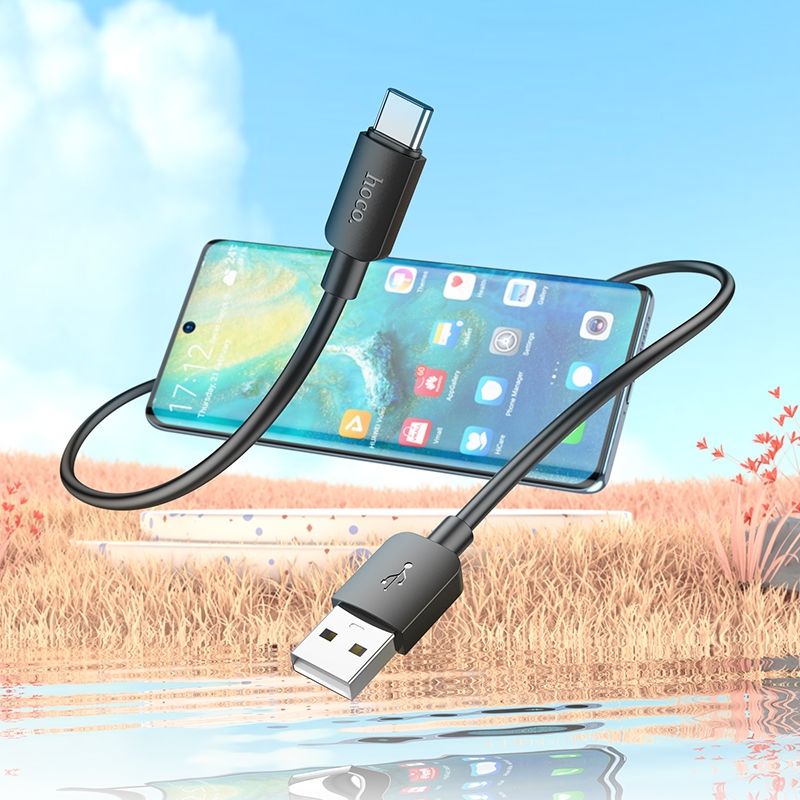Cablu date și încărcare USB-A la USB-C, PD 2,4A, 27W, 1m, Hoco X96, negru