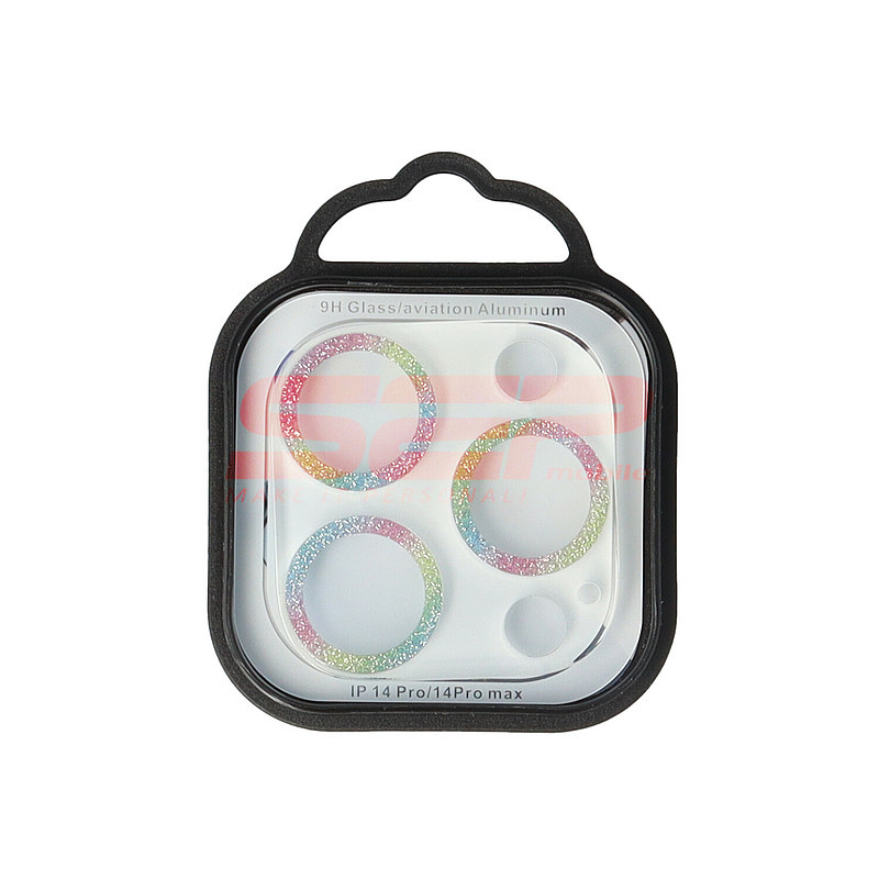 Protectie sticla camera foto Glitter Apple iPhone 14 Pro RAINBOW