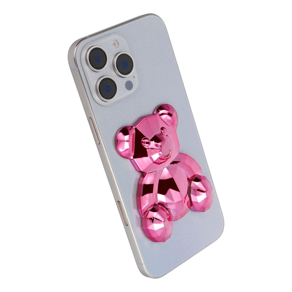 Suport telefon cu autoadeziv  BEAR, roz