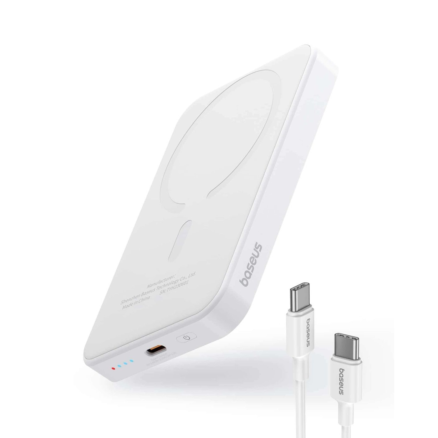 PowerBank Baseus, 20W, 5.000 mAh, compatibil MagSafe, alb