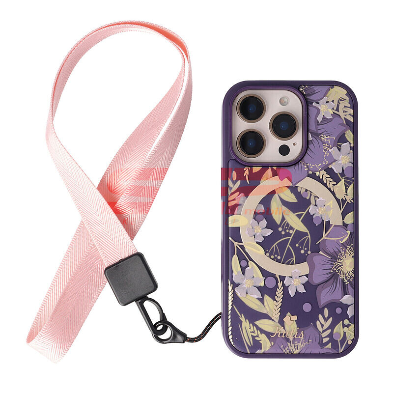 Snur textil Lines pentru telefon mobil PINK