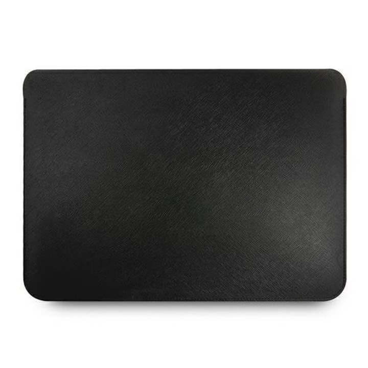 Husă Laptop 13/14″ Guess Saffiano Script, Închidere Magnetică, Negru (GUCS13PUSASBK)